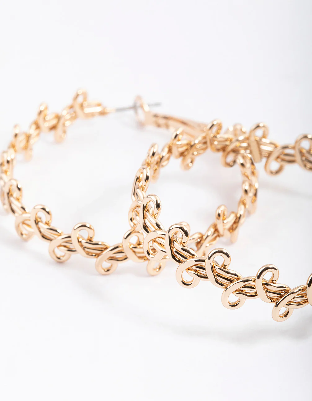 Gold Swirly Twisted Hoop Earrings 40mm - Image 3