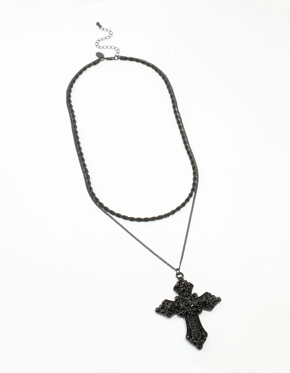 Coated Cross Rope Layered Necklace - Image 2