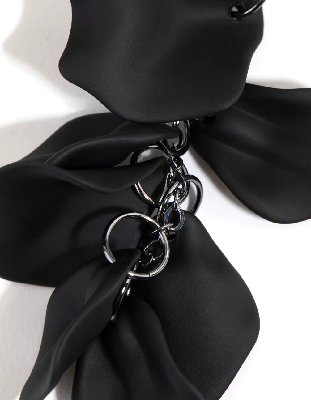 Matte Black Petal Drop Earrings - Image 3