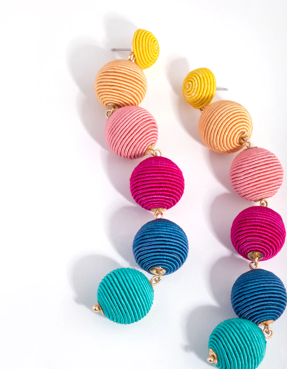 Gold Rainbow Ball Drop Earrings - Image 2