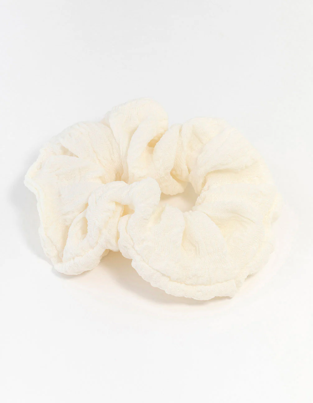 Cream Fabric Seersucker Scrunchie
