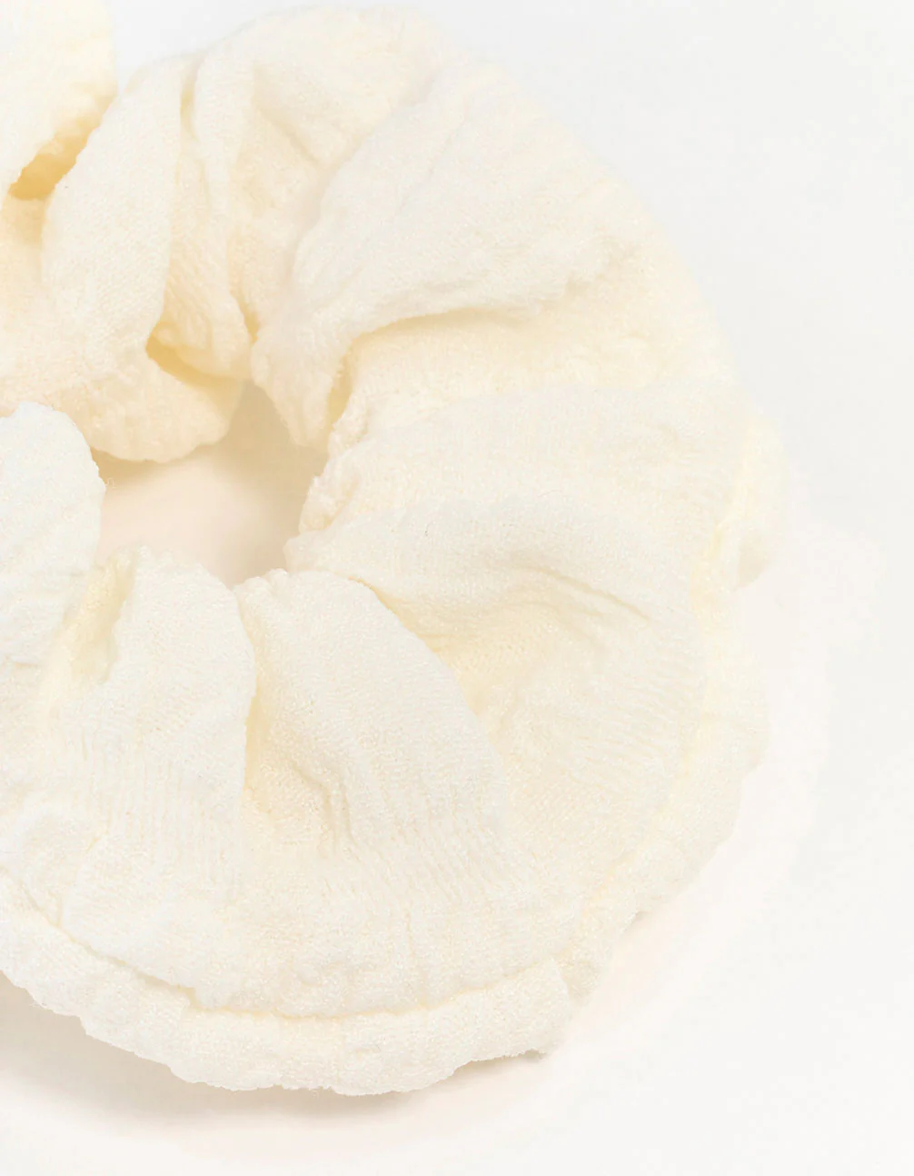 Cream Fabric Seersucker Scrunchie - Image 2