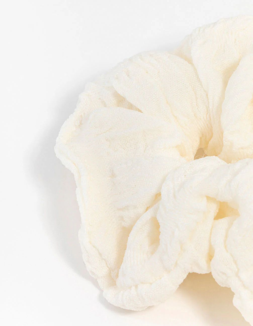 Cream Fabric Seersucker Scrunchie - Image 3