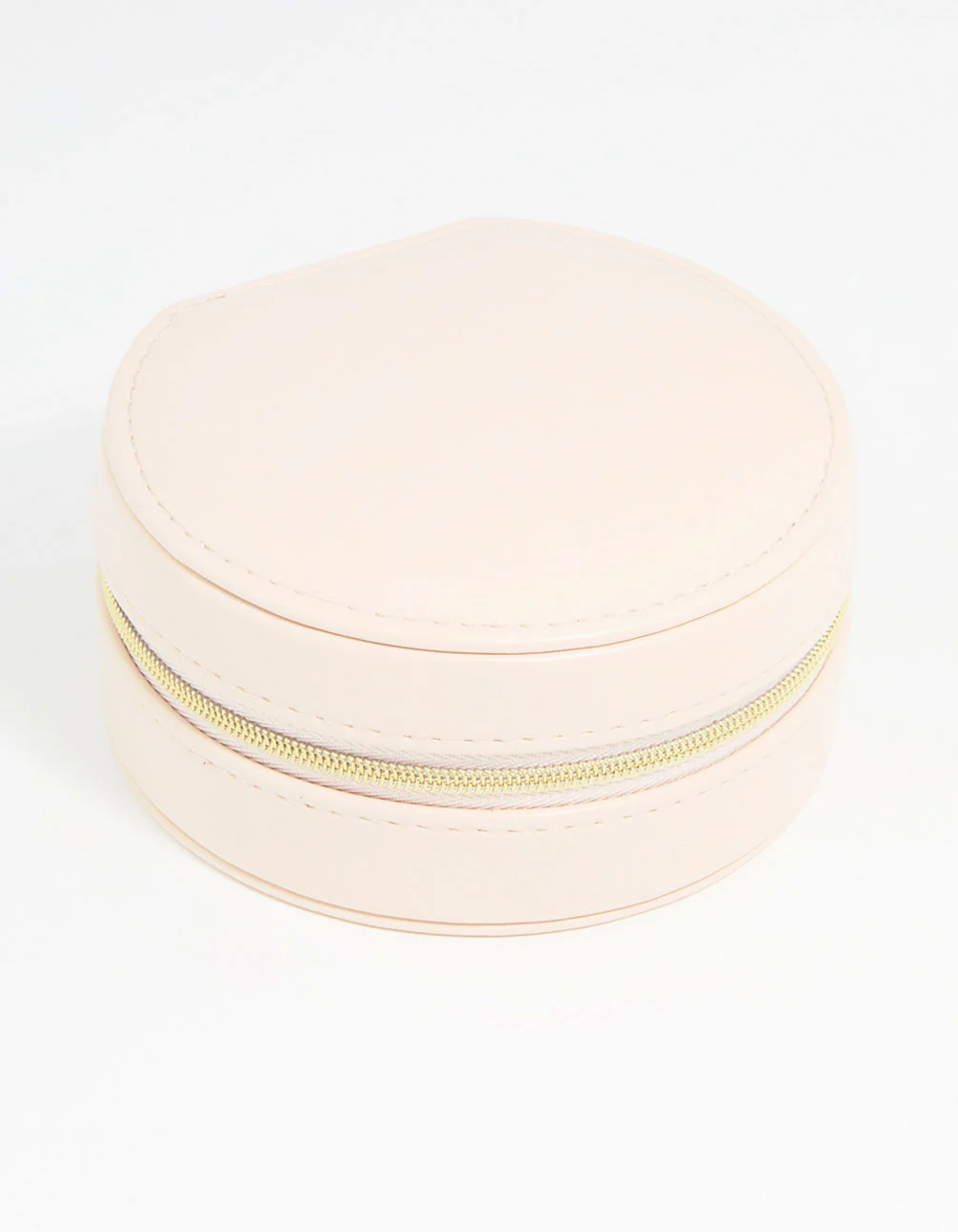 Cream PU Leather Small Round Jewellery Box - Image 2