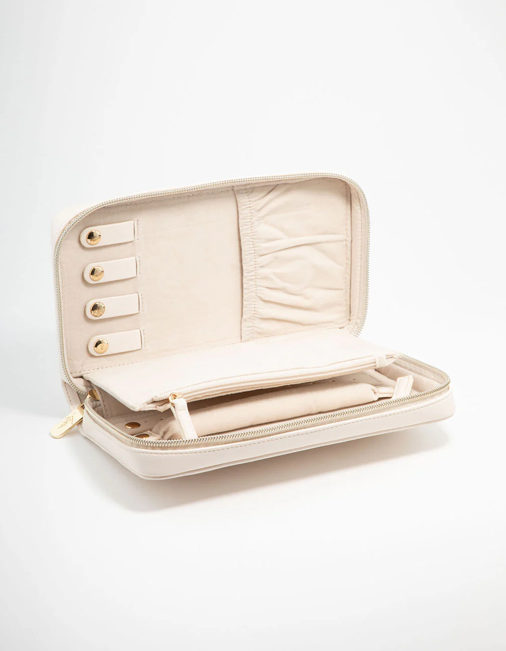 Cream PU Leather Wallet Jewellery Case - Image 2
