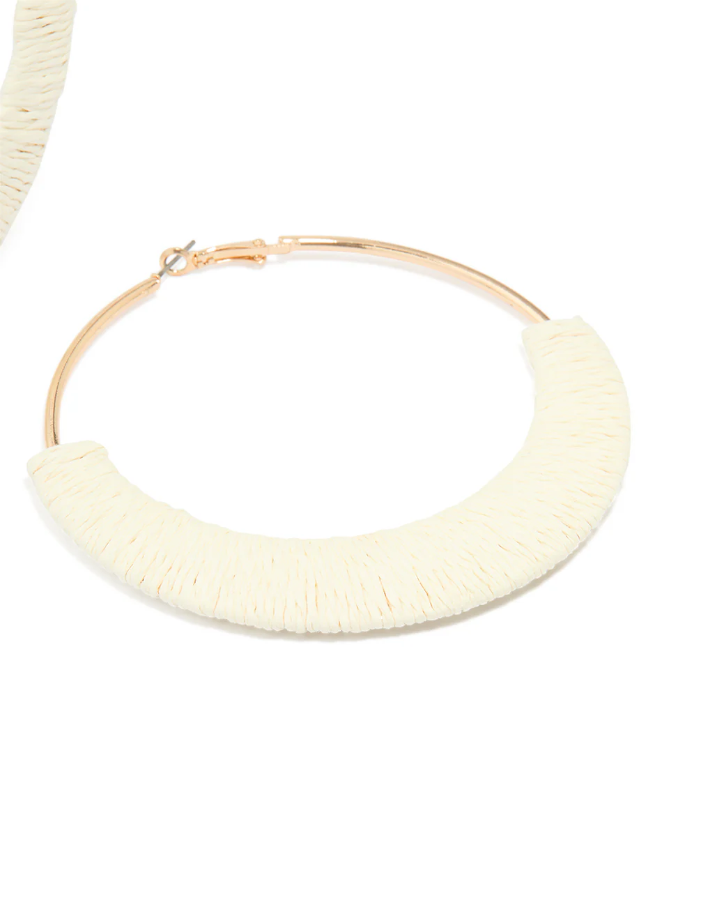 Cream Raffia Large Hoop Earrings - Image 3
