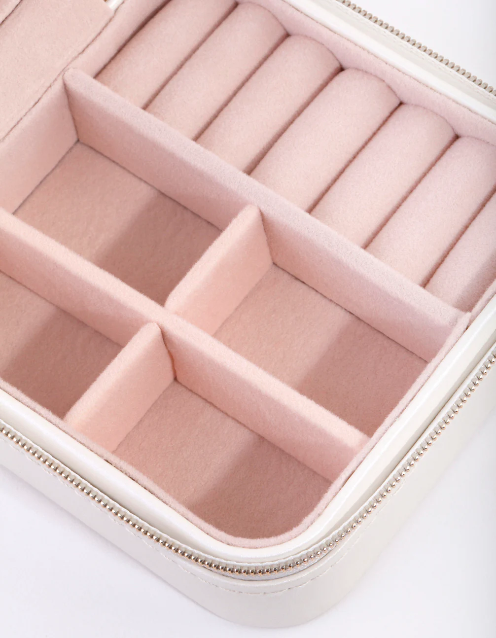 White Faux Leather Square Jewellery Box - Image 3