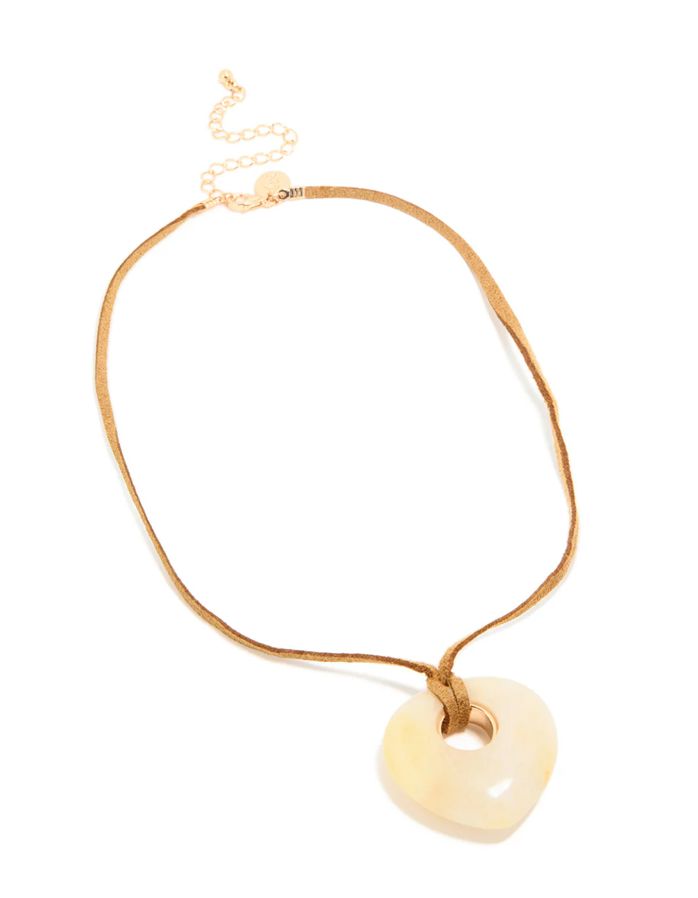 Cream Stone Pendant Brown Cord Necklace - Image 4
