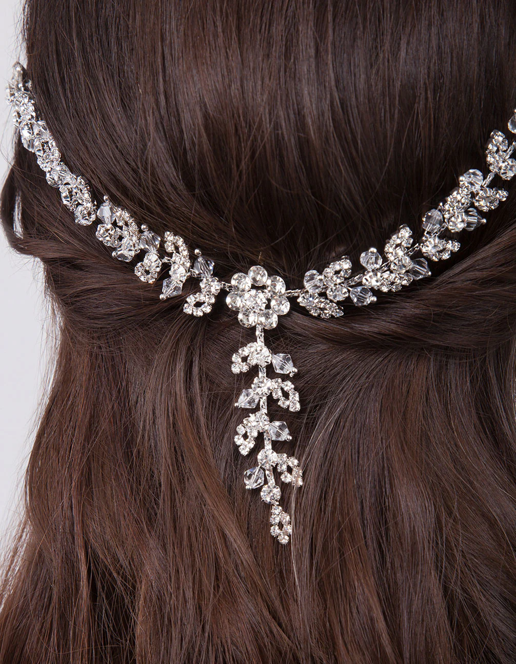 Crystal Flower Vine Drape Hair Piece - Image 2