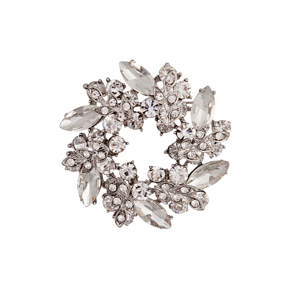 Crystal Jewelled Wreath Brooch - Image 4