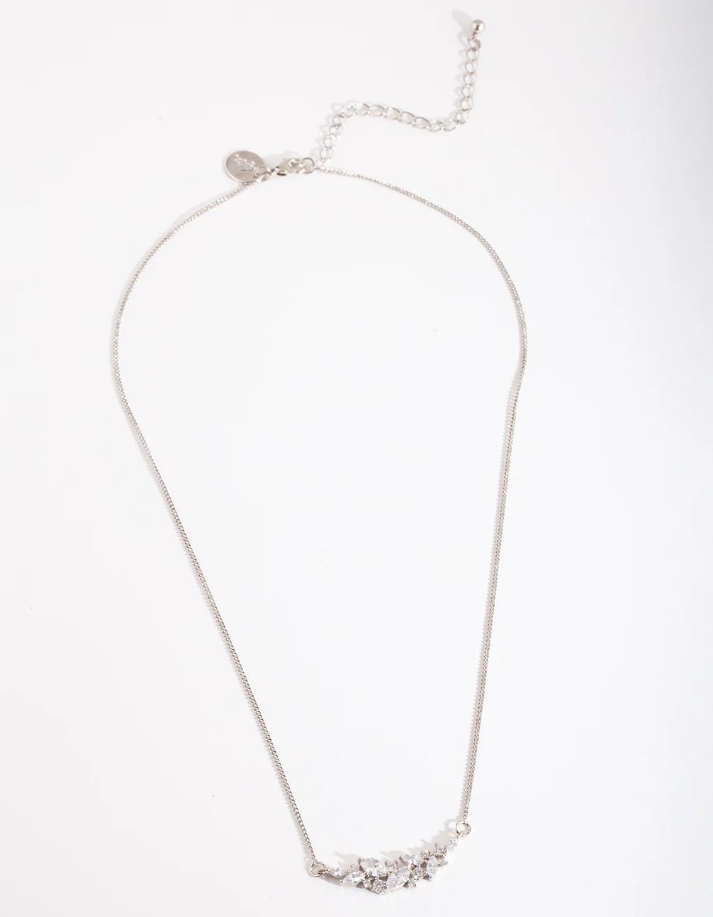 Silver Crystal Navette Cluster Necklace - Image 5