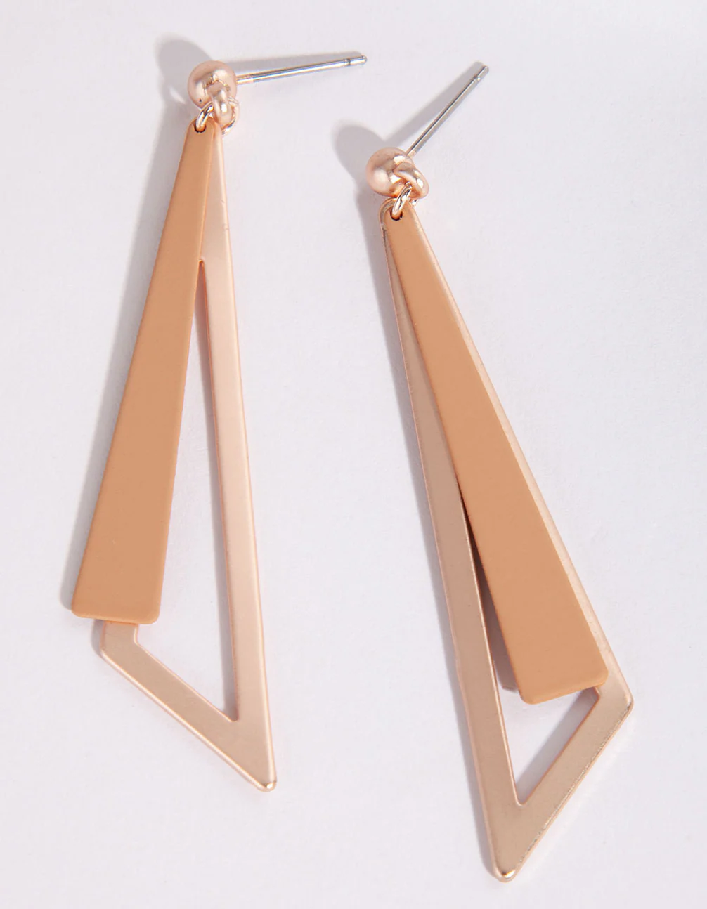 Geometric Rose Gold Rubber Drop Earrings - Image 2