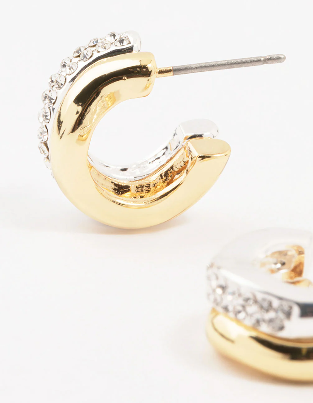 Cubic Zirconia & Clean Wave Hoop Earrings - Image 2