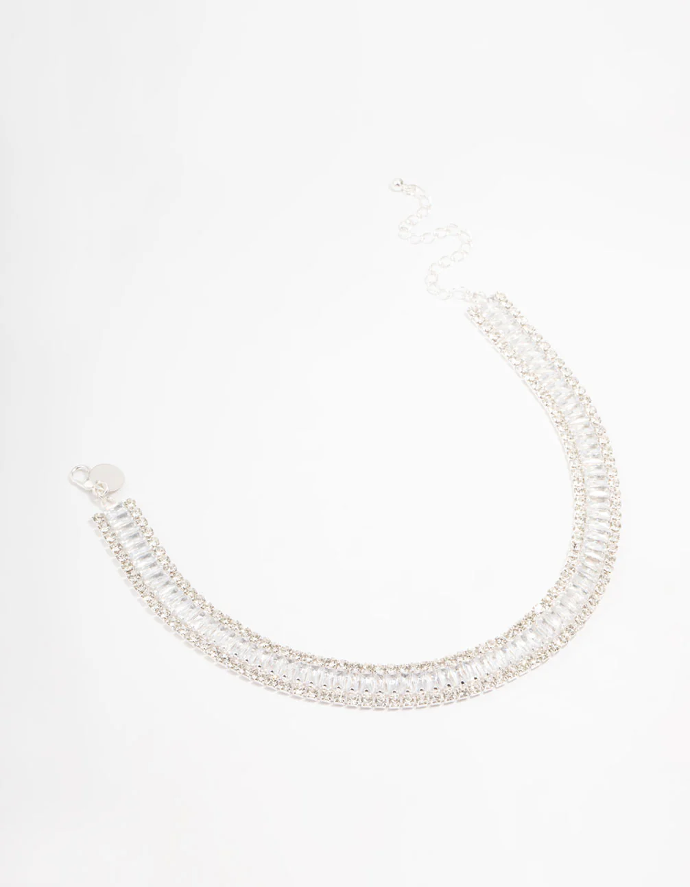 Silver Plated Cubic Zirconia Cupchain T & O Choker Necklace - Image 2