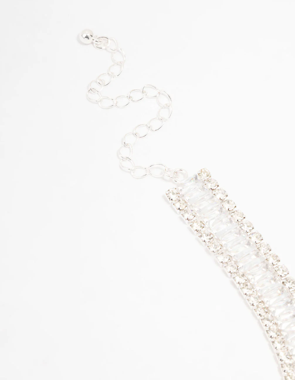 Silver Plated Cubic Zirconia Cupchain T & O Choker Necklace - Image 3