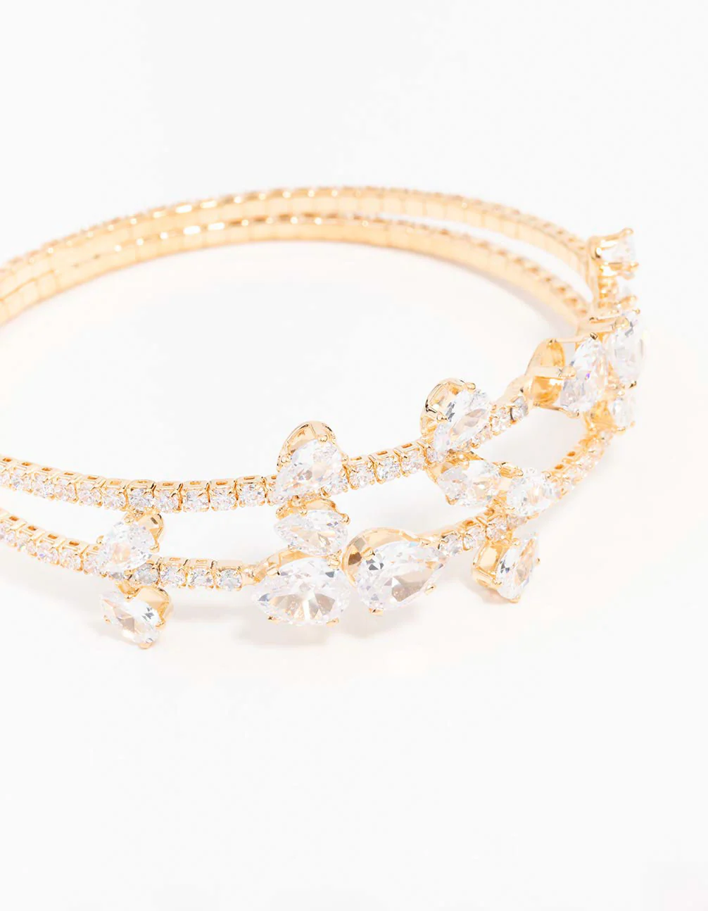 Cubic Zirconia Gold Leaf Bangle Bracelet - Image 2