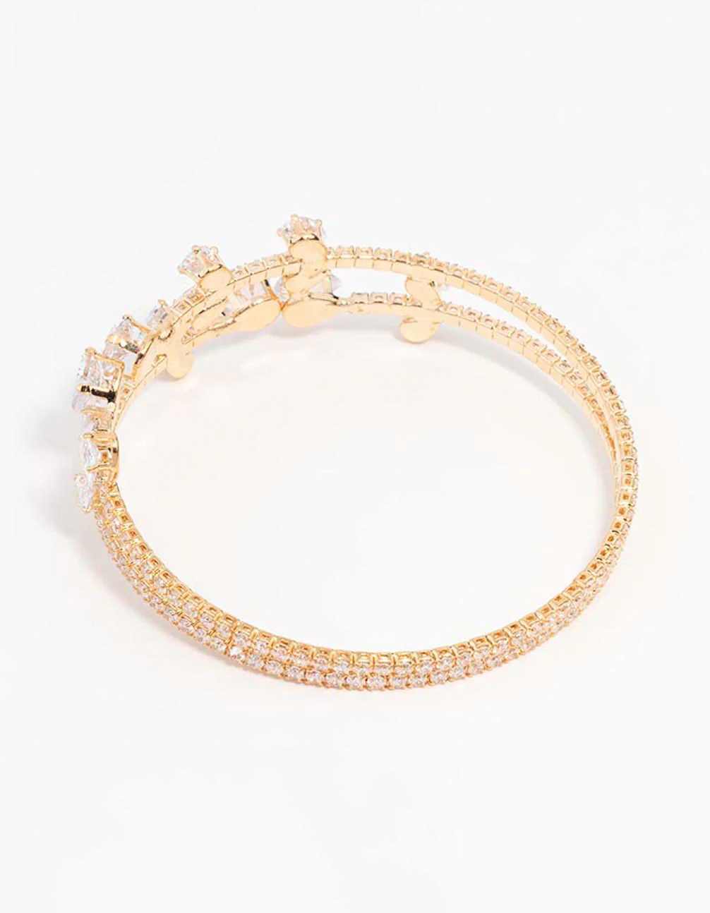 Cubic Zirconia Gold Leaf Bangle Bracelet - Image 3