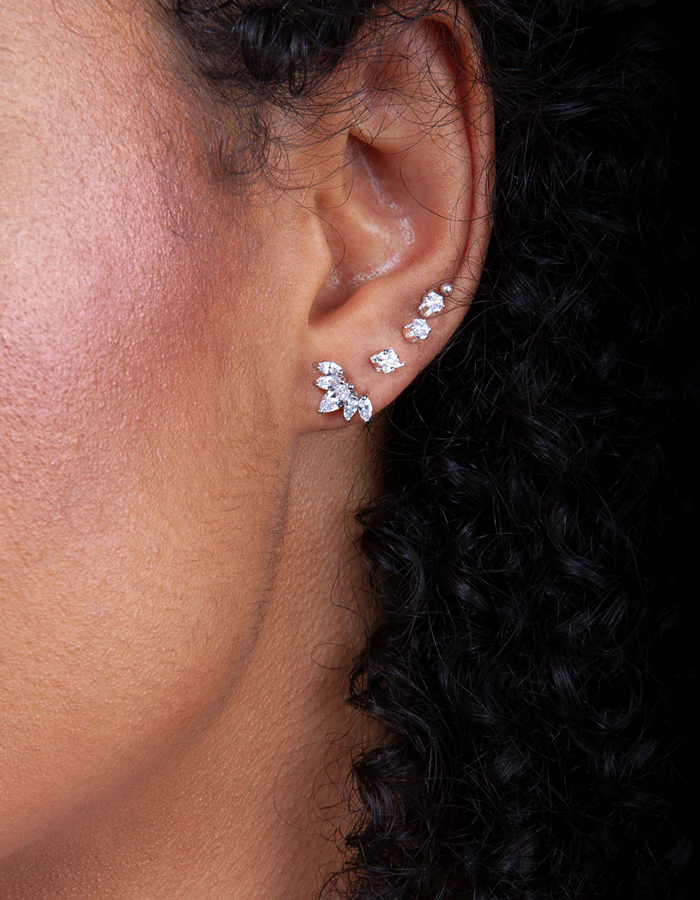 Surgical SteelCubic Zirconia Marquise Fan Barbell - Image 2