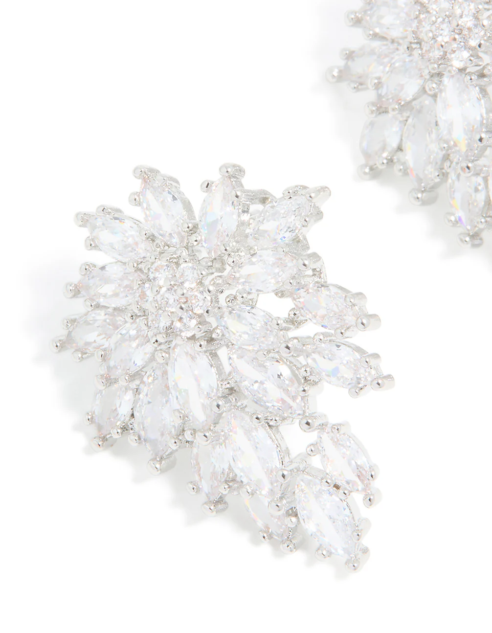 Cubic Zirconia Snowflake Cluster Earrings - Image 2