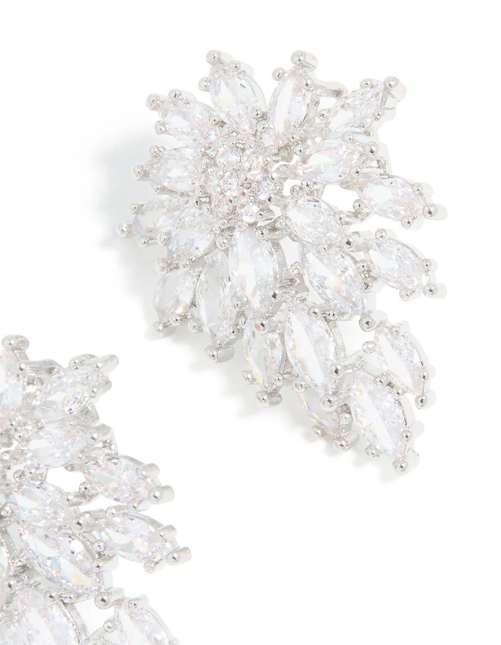 Cubic Zirconia Snowflake Cluster Earrings - Image 3