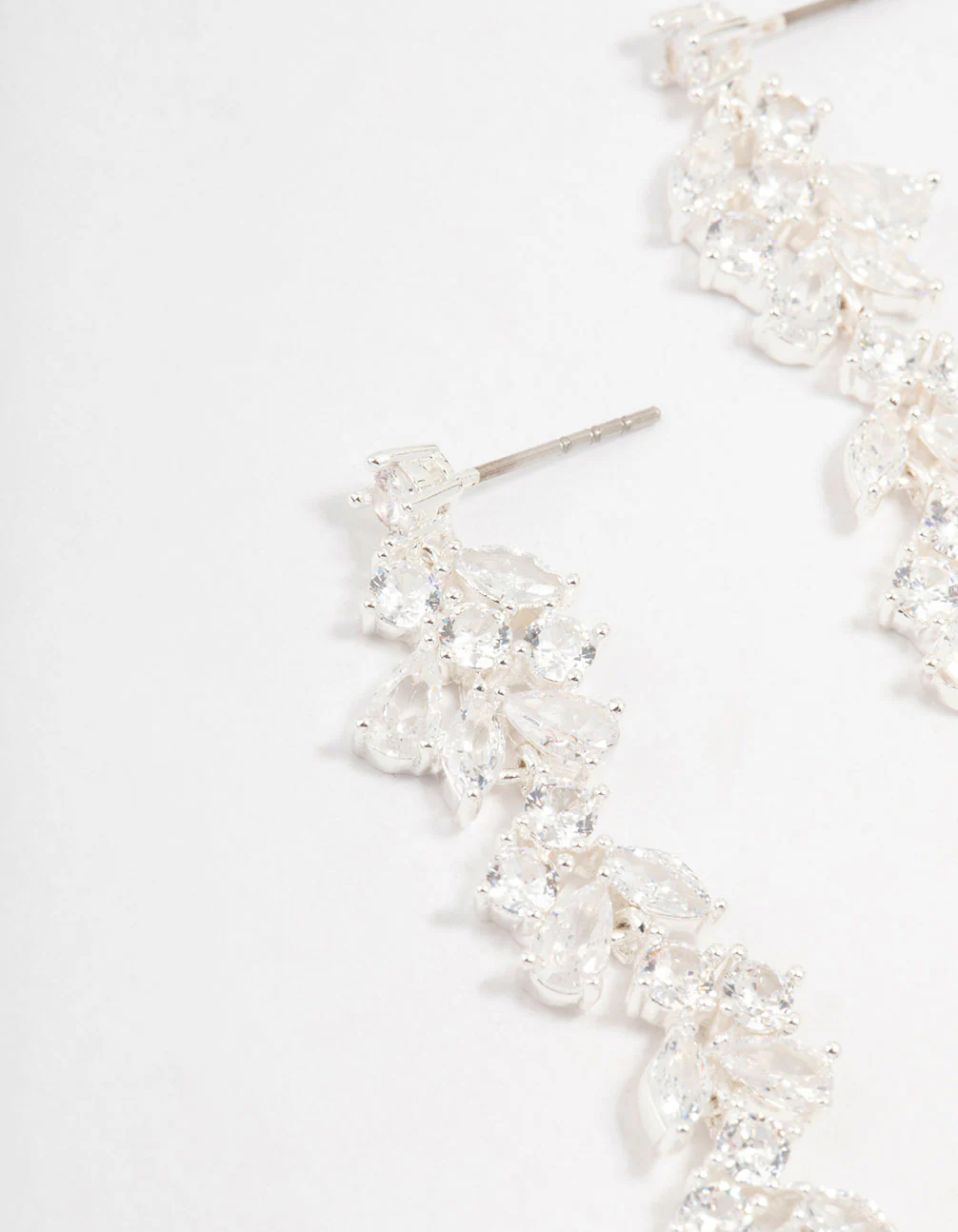 Cubic Zirconia Stone Silver Medium Drop Earrings - Image 2