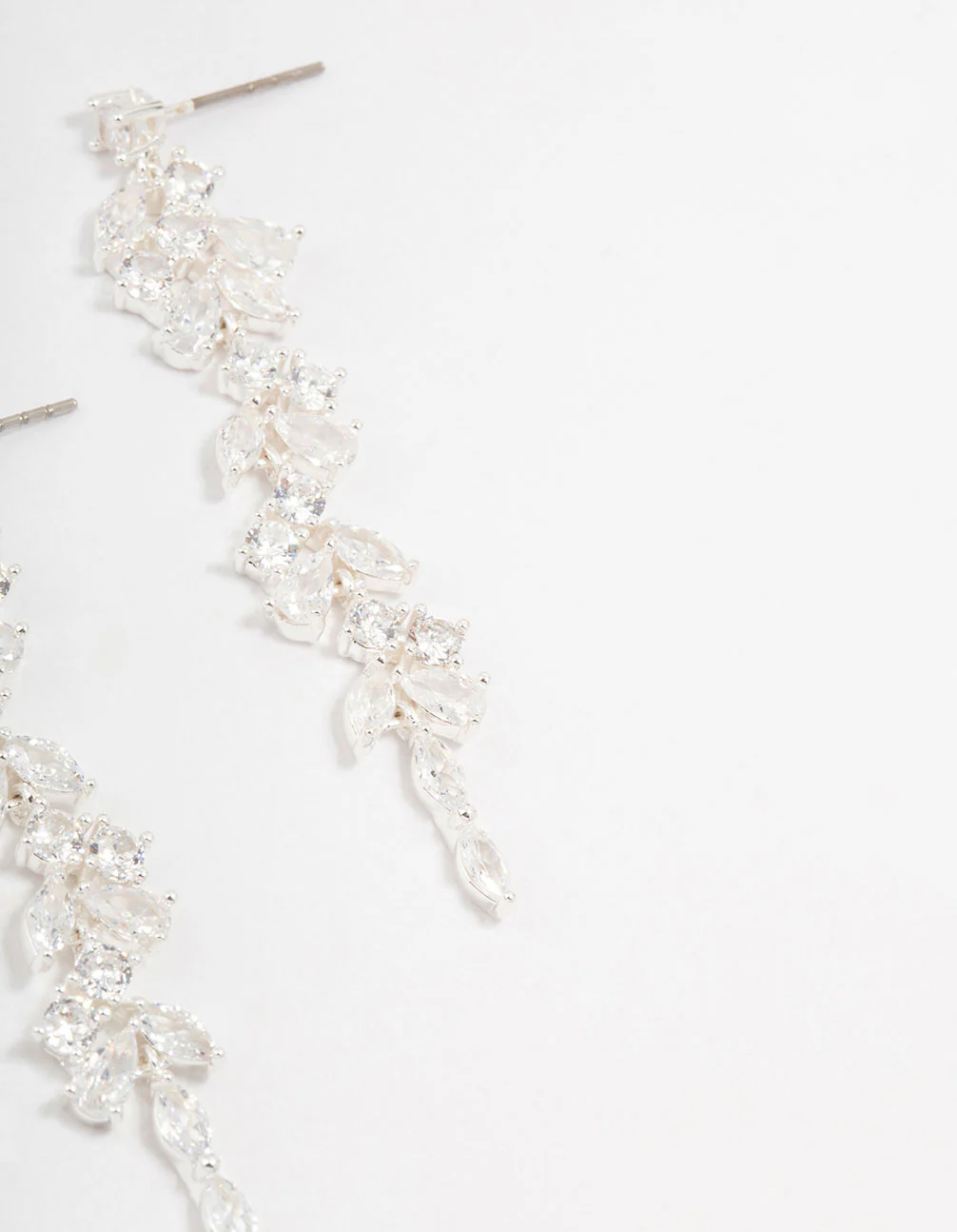 Cubic Zirconia Stone Silver Medium Drop Earrings - Image 3