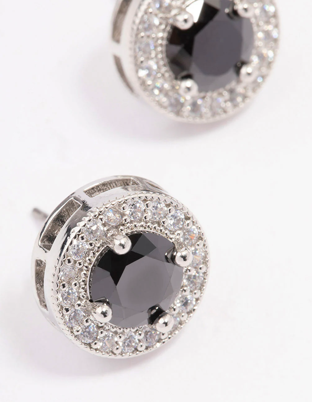 Silver Pave Circle Stud Earrings - Image 2