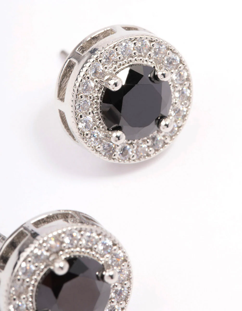Silver Pave Circle Stud Earrings - Image 3