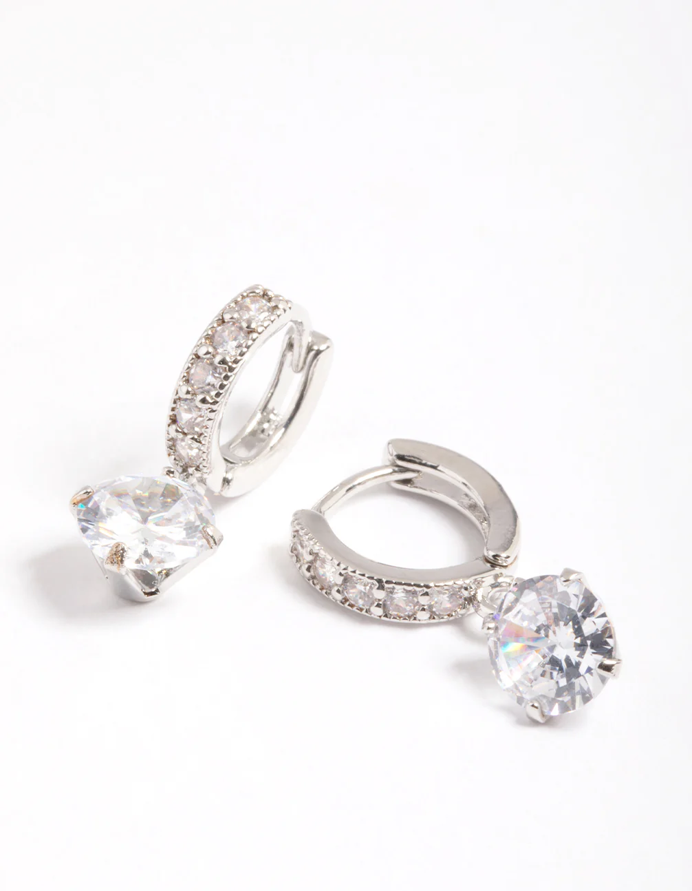 Cubic Zirconia Diamante Huggie Teardrop Earrings - Image 2