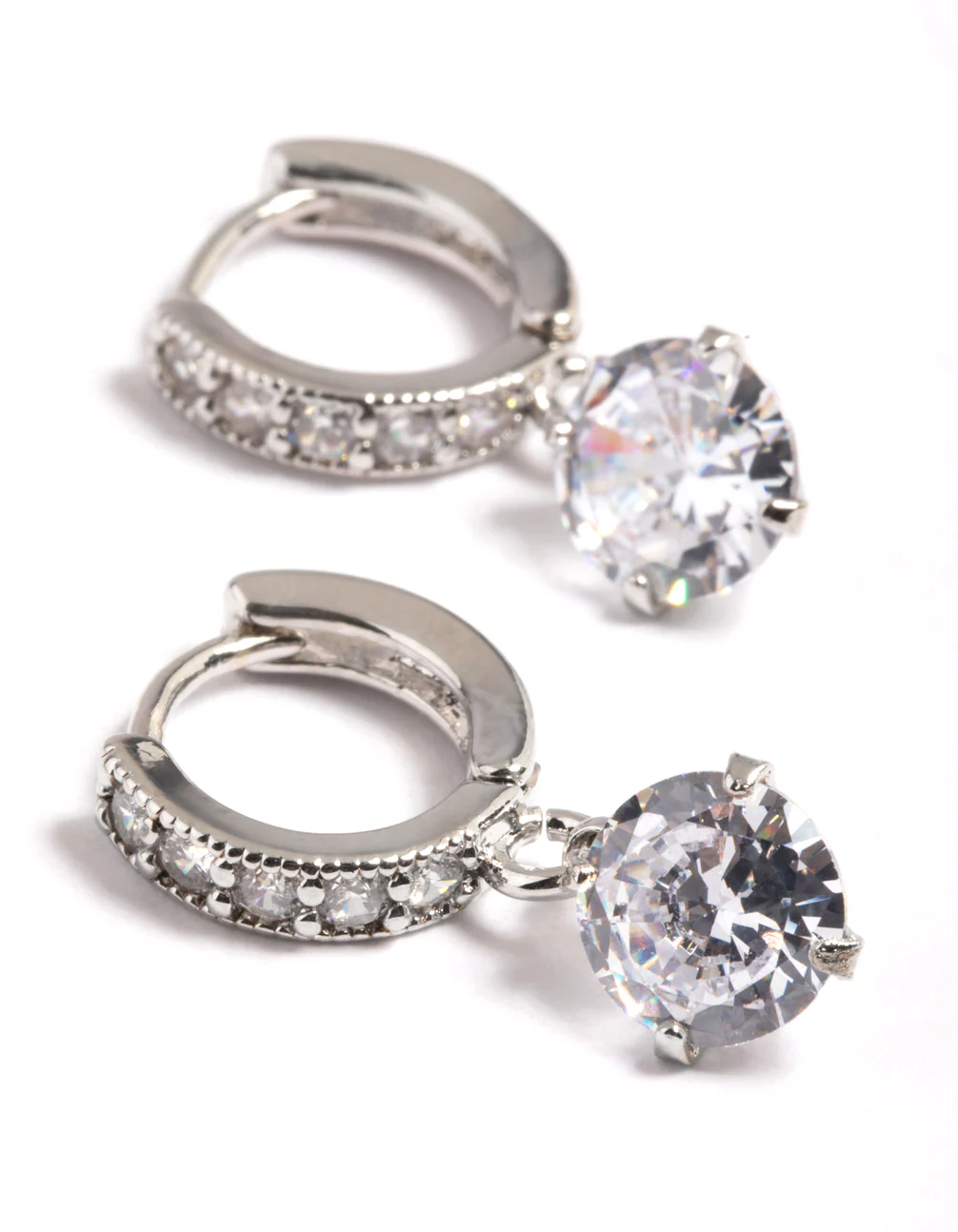 Cubic Zirconia Diamante Huggie Teardrop Earrings - Image 3