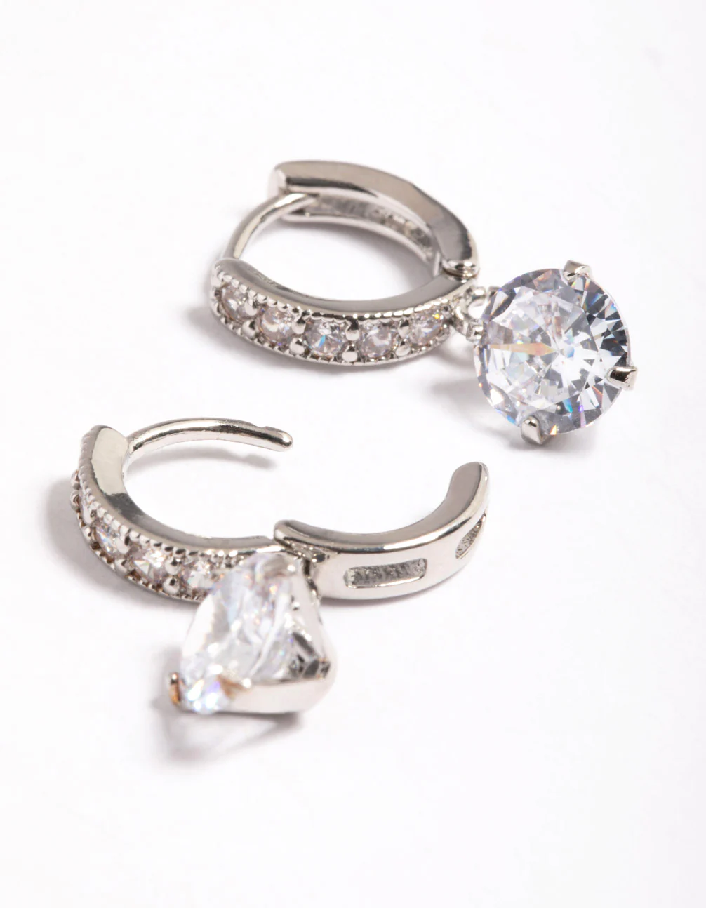 Cubic Zirconia Diamante Huggie Teardrop Earrings - Image 4
