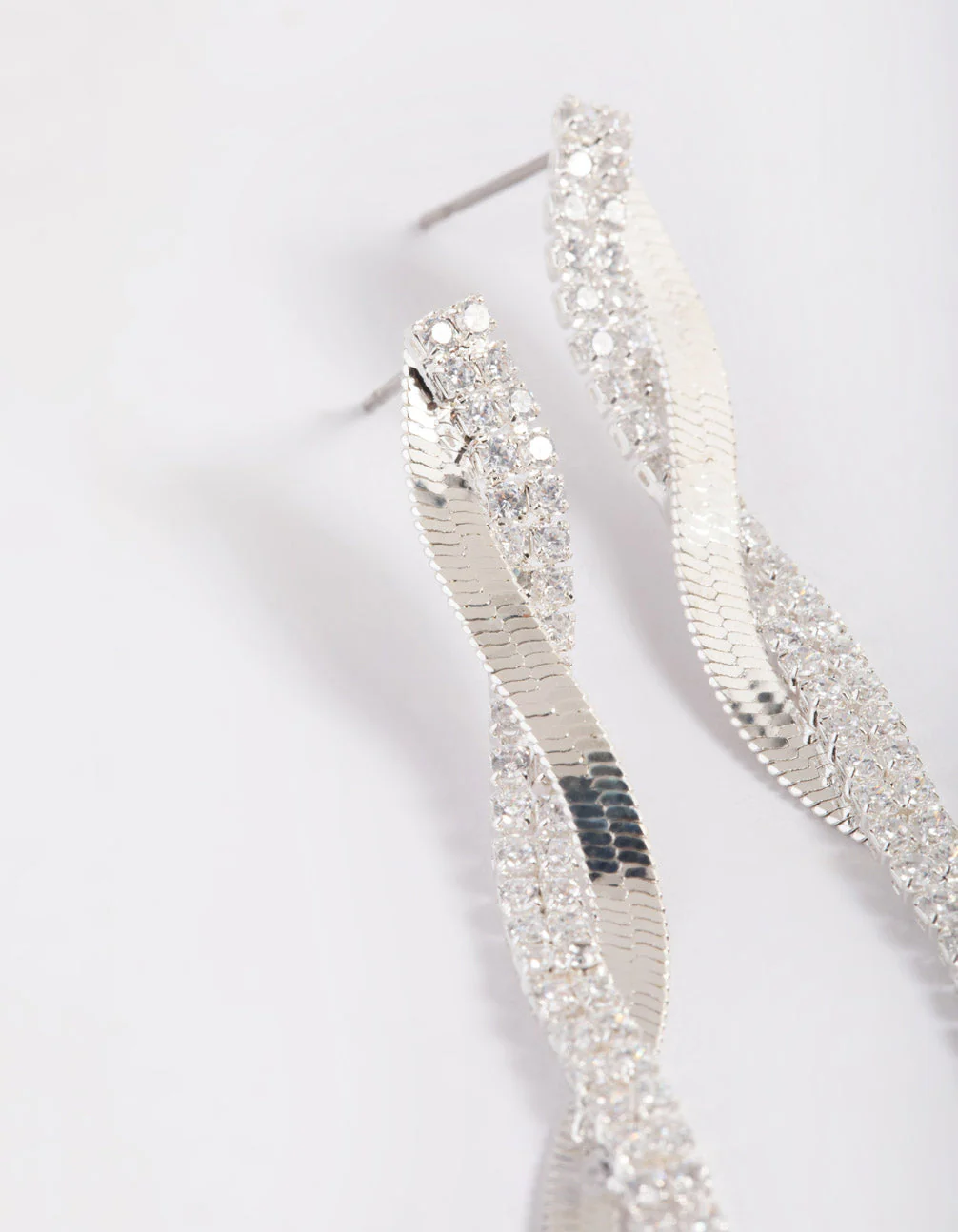 Cubic Zirconia Snake Cupchain Drop Earrings - Image 2