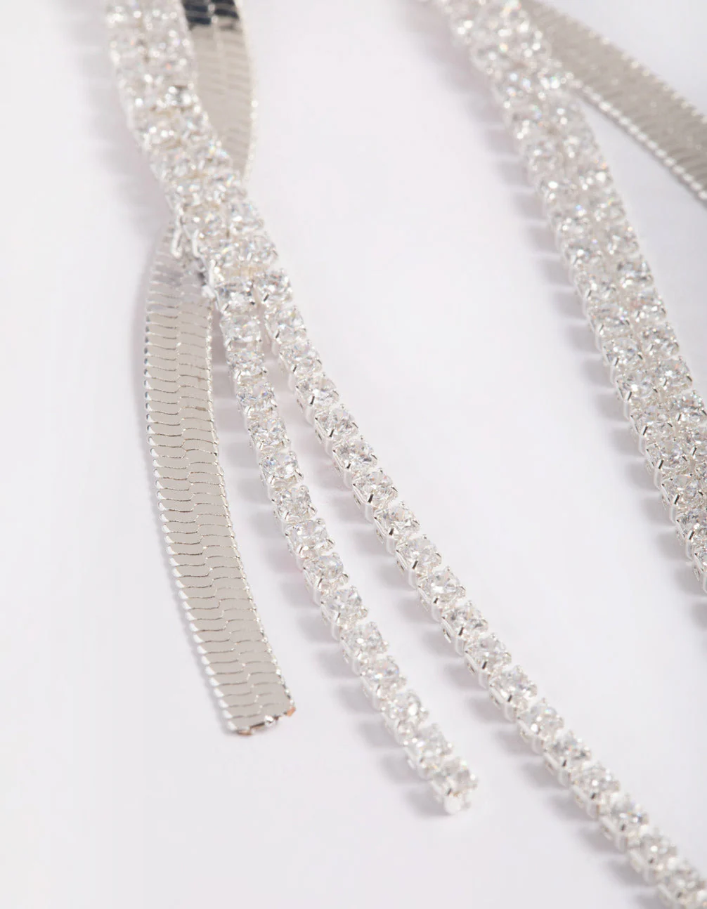 Cubic Zirconia Snake Cupchain Drop Earrings - Image 3