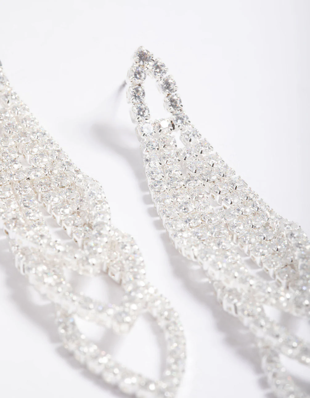 Cubic Zirconia Graduated Loop Cupchain Earrings - Image 2
