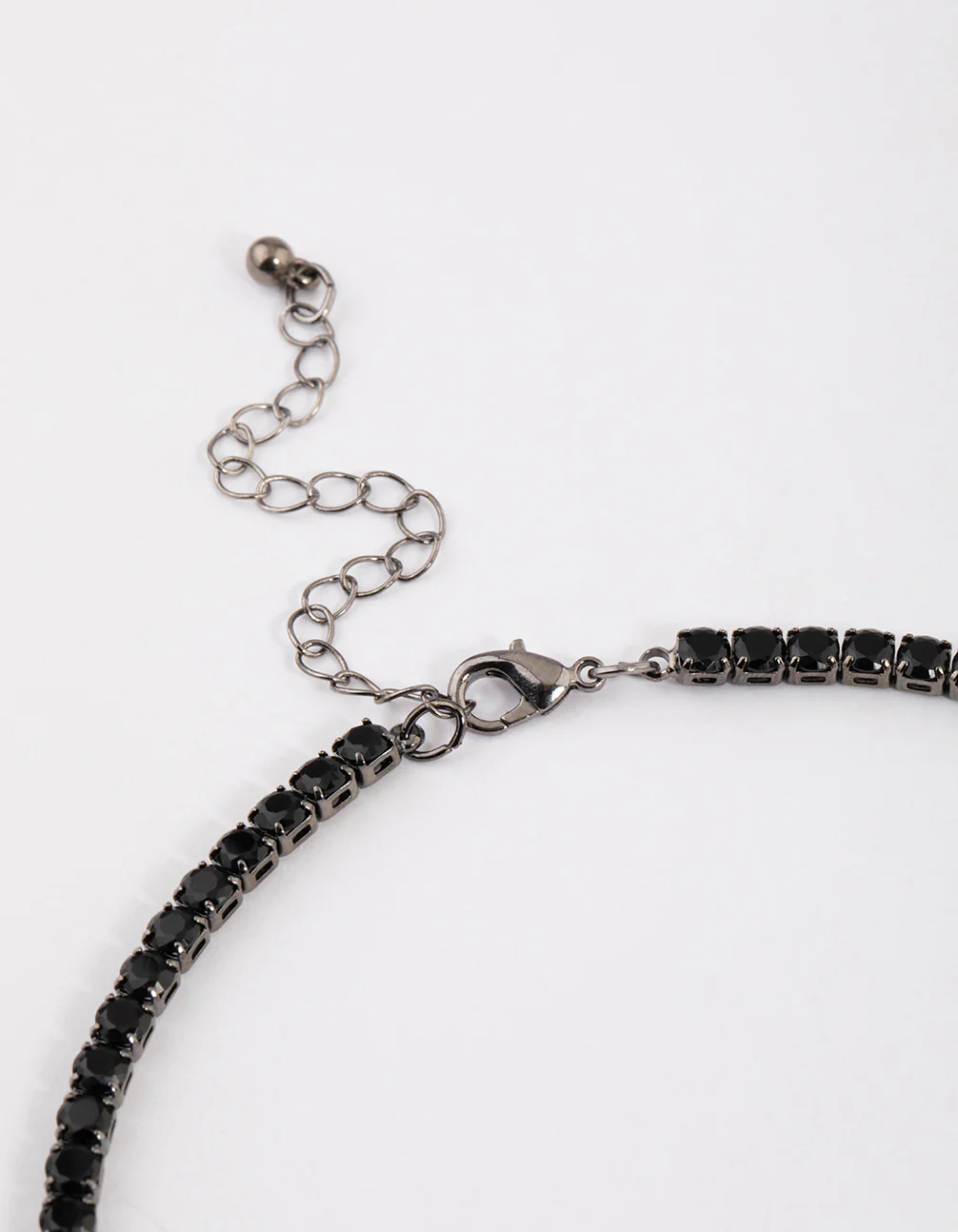 Gunmetal Cubic Zirconia Round Cup Chain Earring & Necklace Set - Image 3