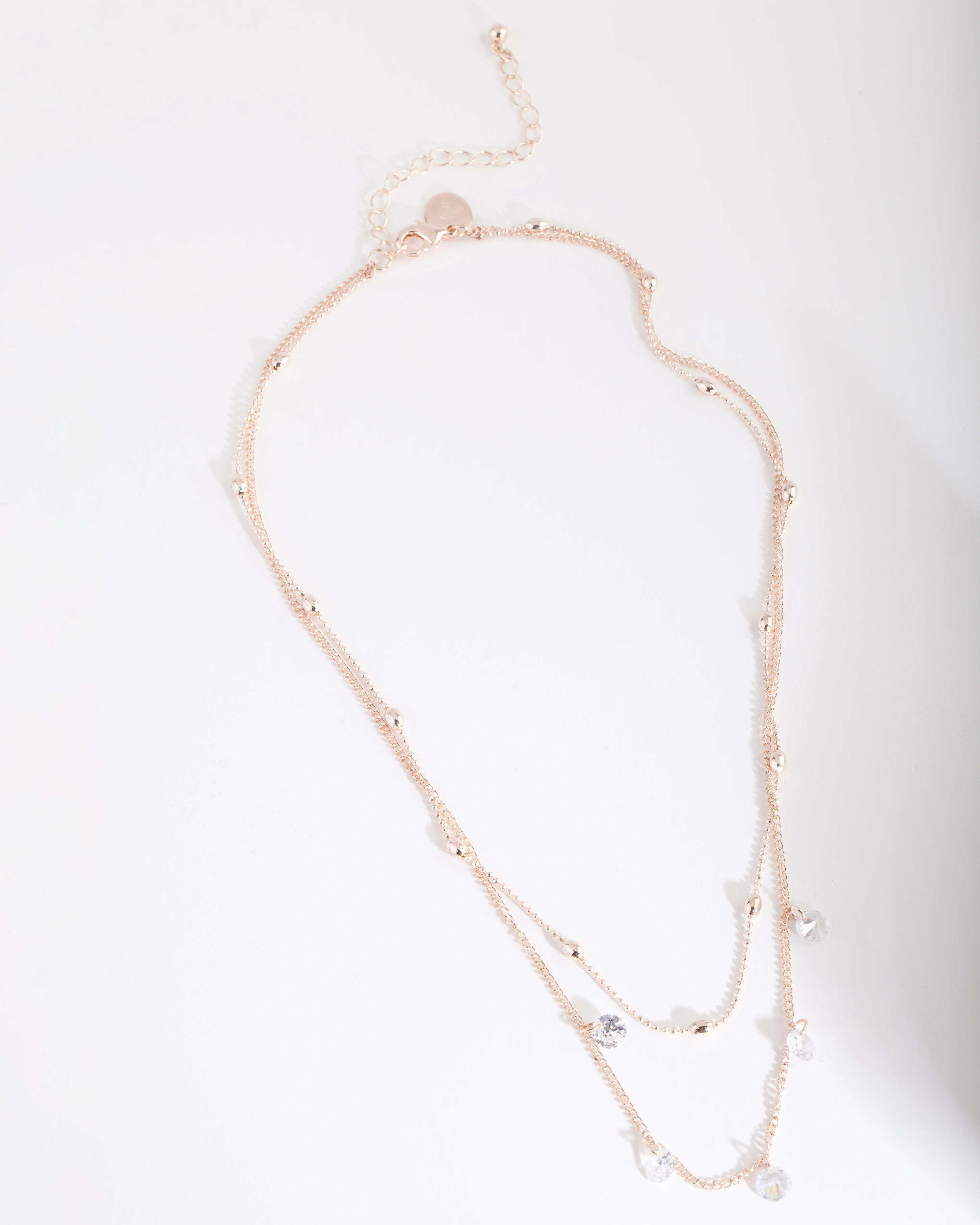 Rose Gold Cubic Zirconia Droplet Necklace - Image 2