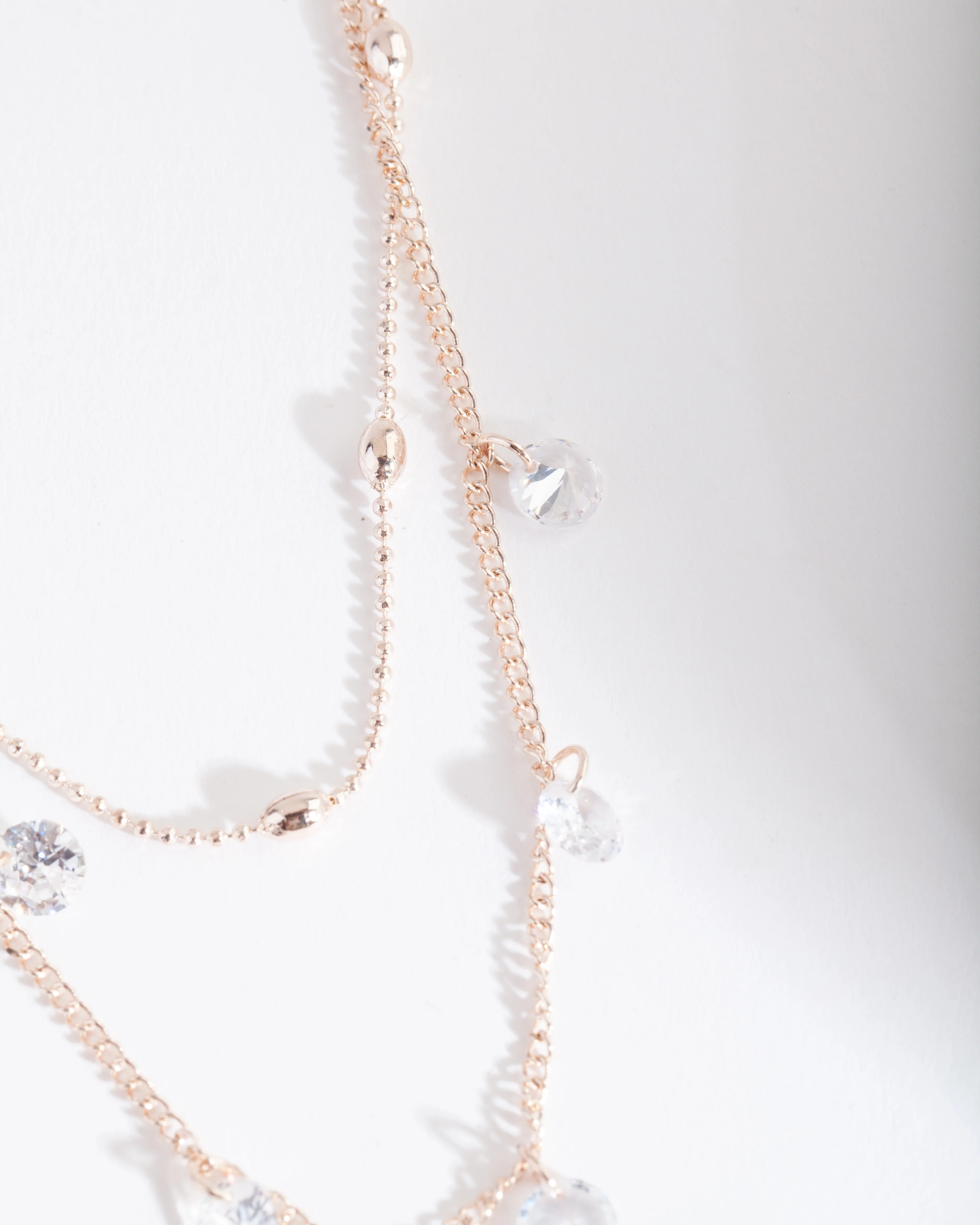 Rose Gold Cubic Zirconia Droplet Necklace - Image 3