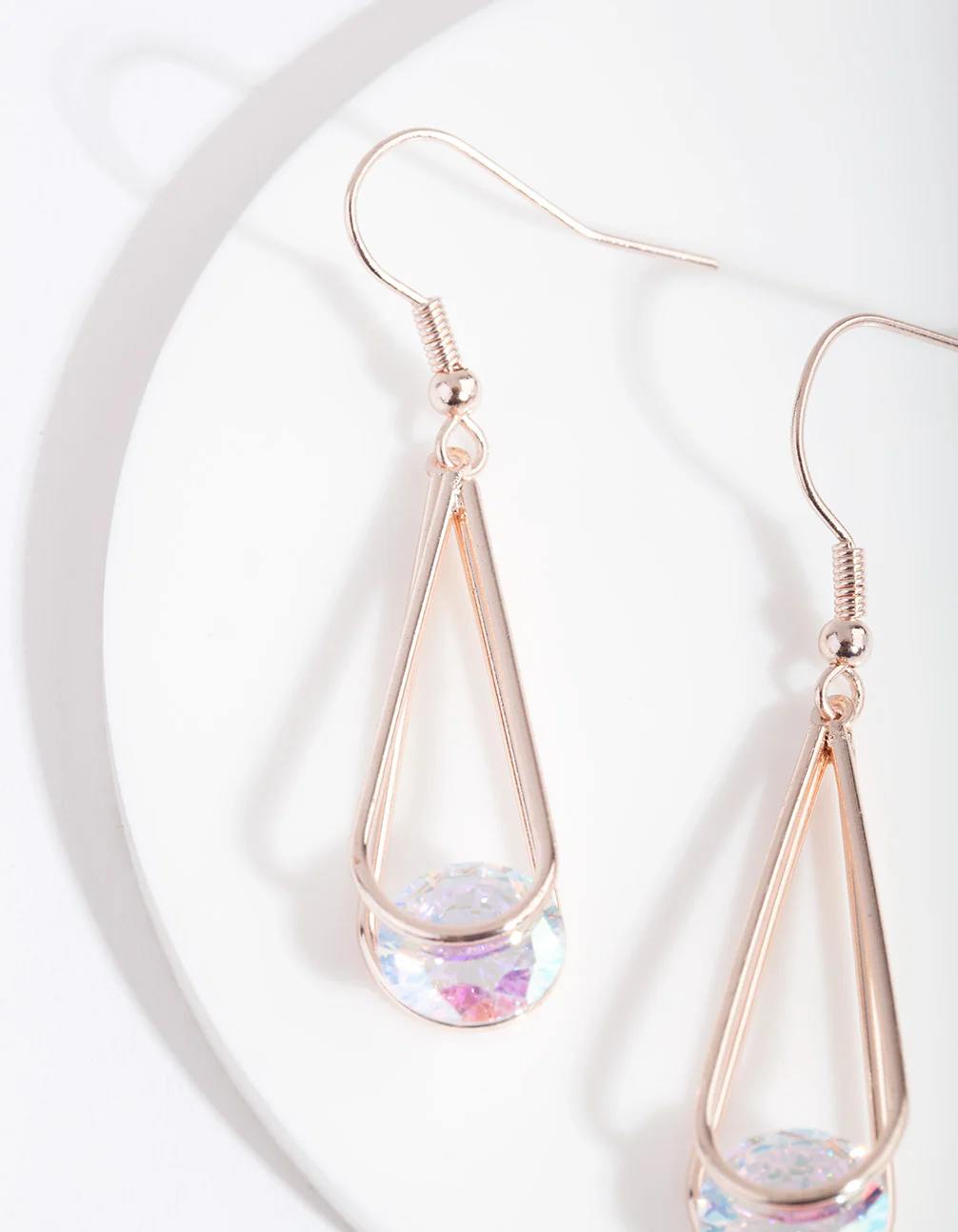 Rose Gold Cubic Zirconia Teardrop Earrings - Image 2