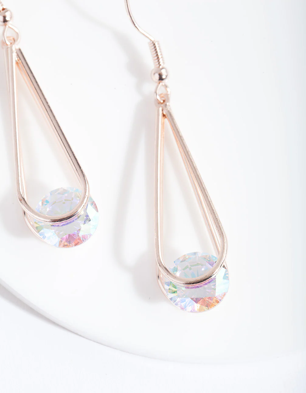 Rose Gold Cubic Zirconia Teardrop Earrings - Image 3