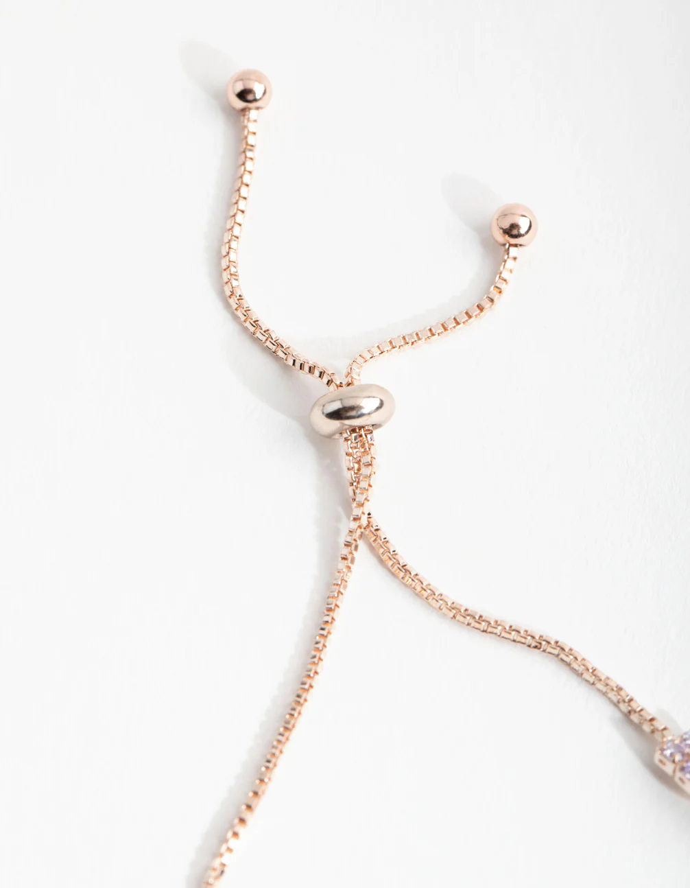 Rose Gold Cubic Zirconia Cupchain Flower Toggle Bracelet - Image 3