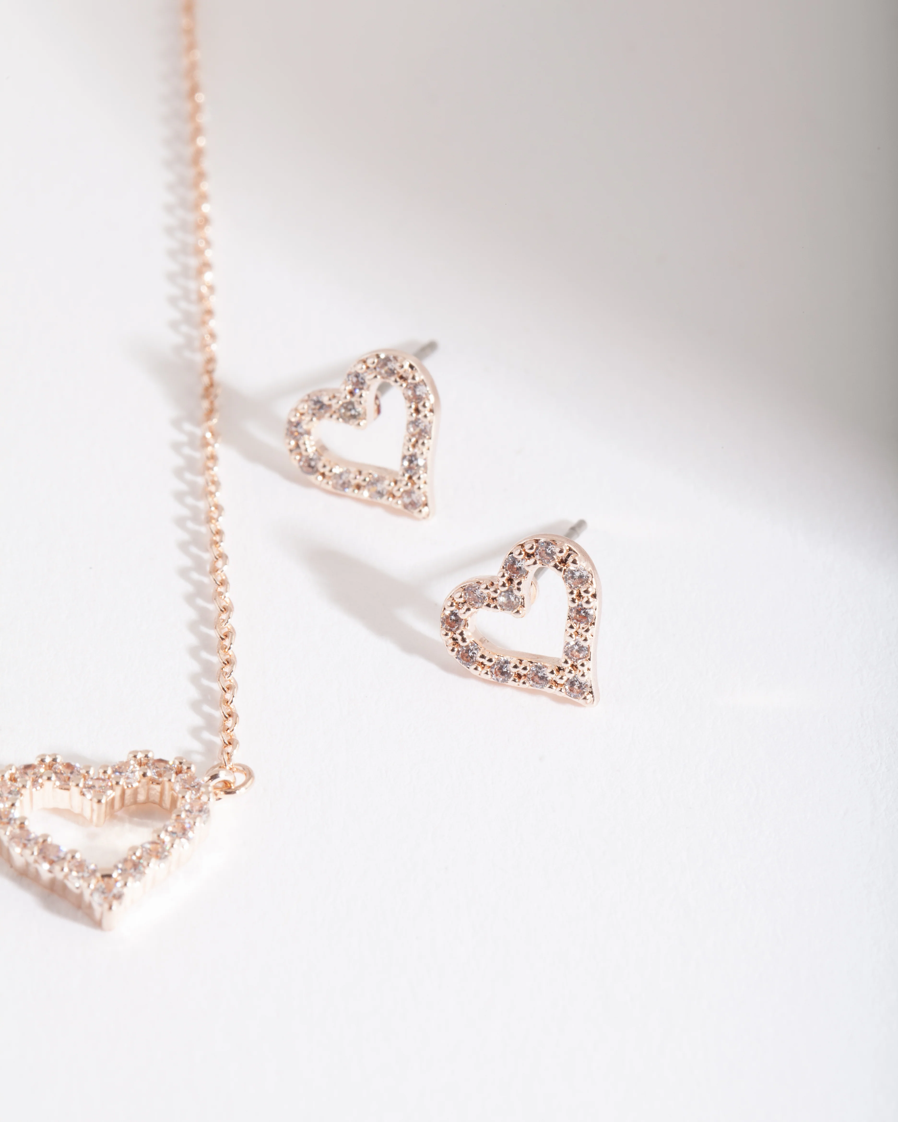 Rose Gold Cubic Zirconia Heart Jewellery Set - Image 3