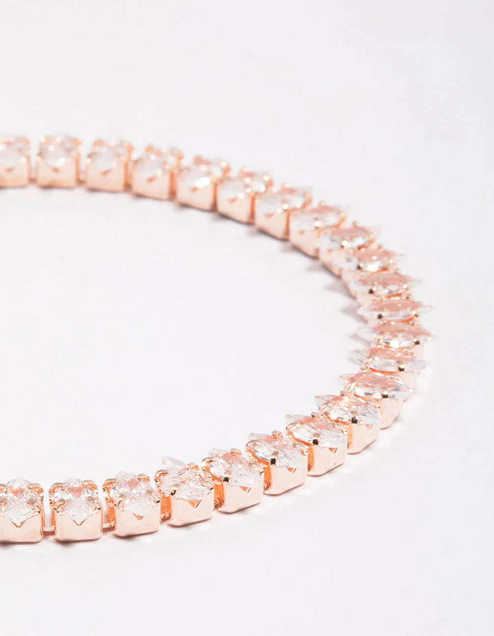 Rose Gold Cubic Zirconia Navette Tennis Bracelet - Image 2