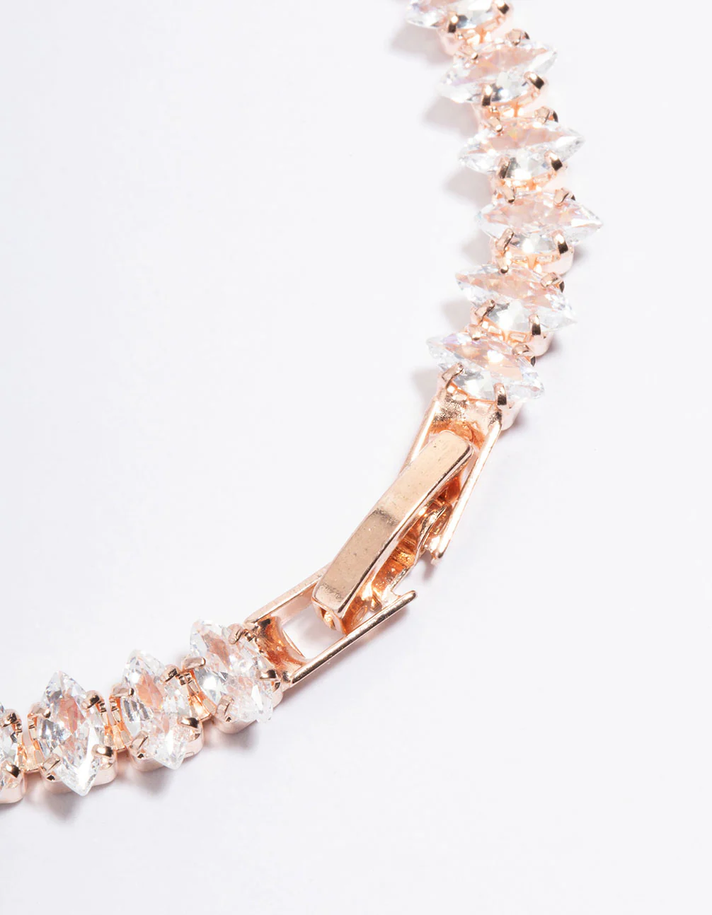 Rose Gold Cubic Zirconia Navette Tennis Bracelet - Image 3