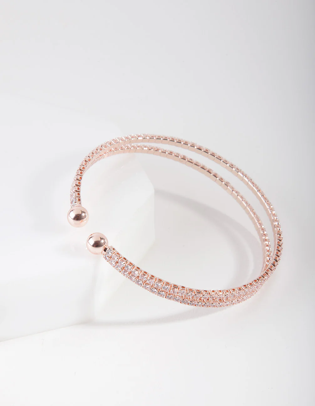 Rose Gold Cubic Zirconia Row Cuff Bracelet - Image 2