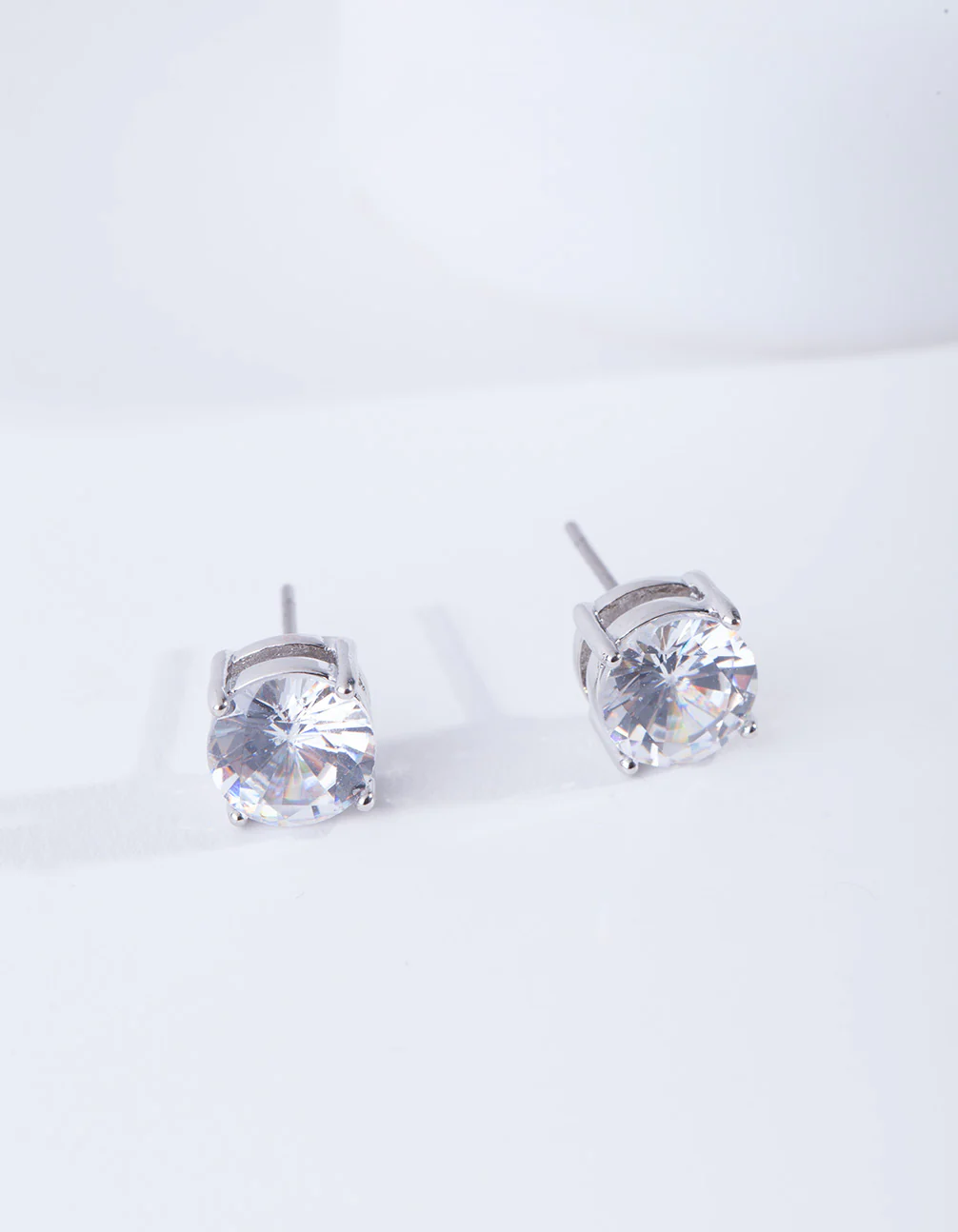 Silver Cubic Zirconia Circle Earrings - Image 2