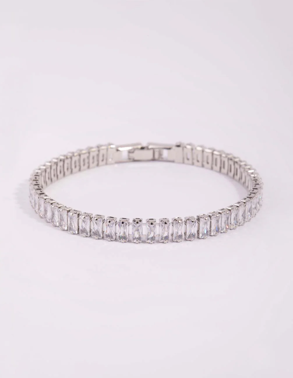 Silver Cubic Zirconia Baguette Tennis Bracelet - Image 2