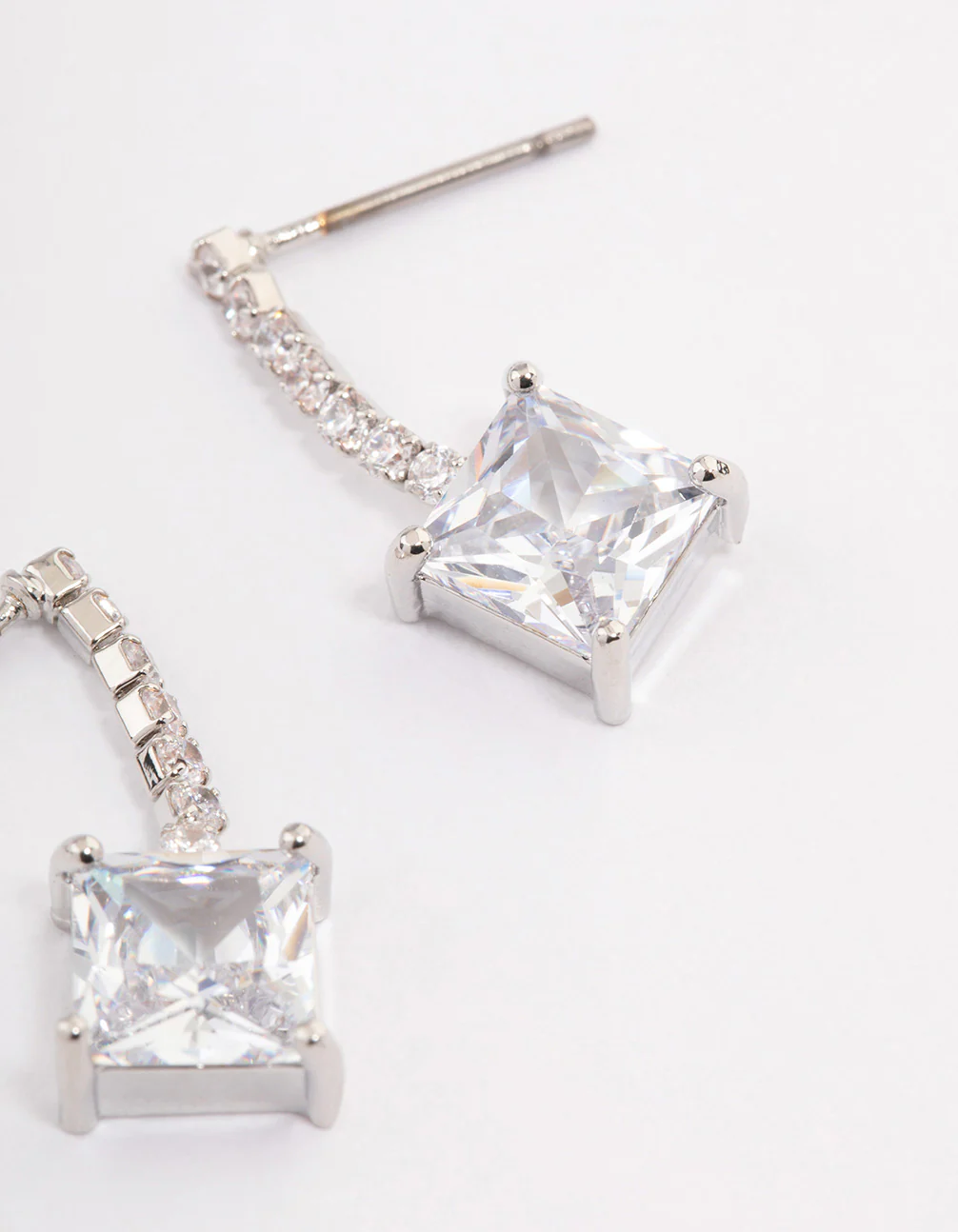 Silver Cupchain Square Drop Earrings - Image 2