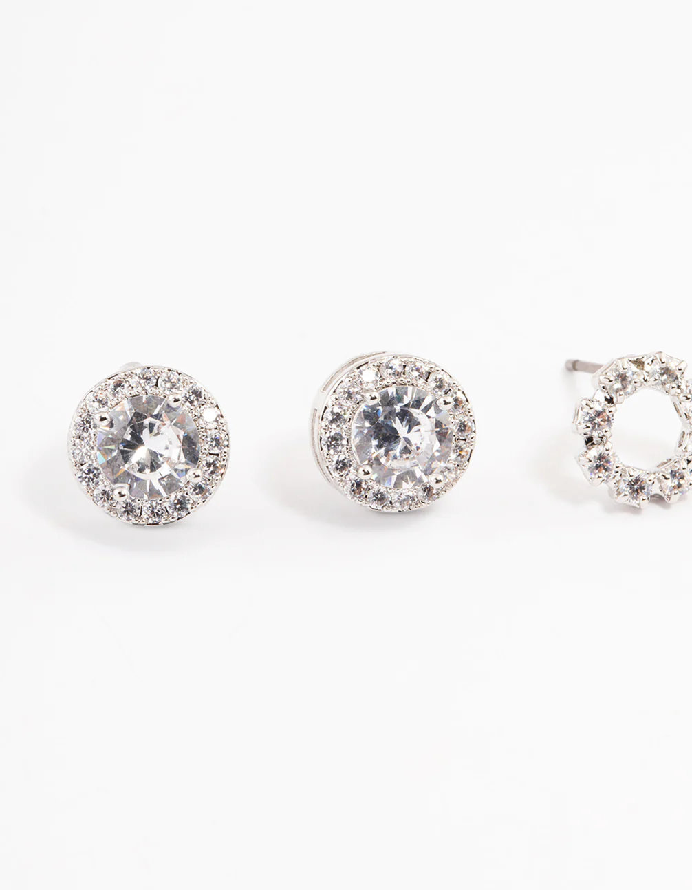 Silver Circle Cubic Zirconia Earrings Pack - Image 2