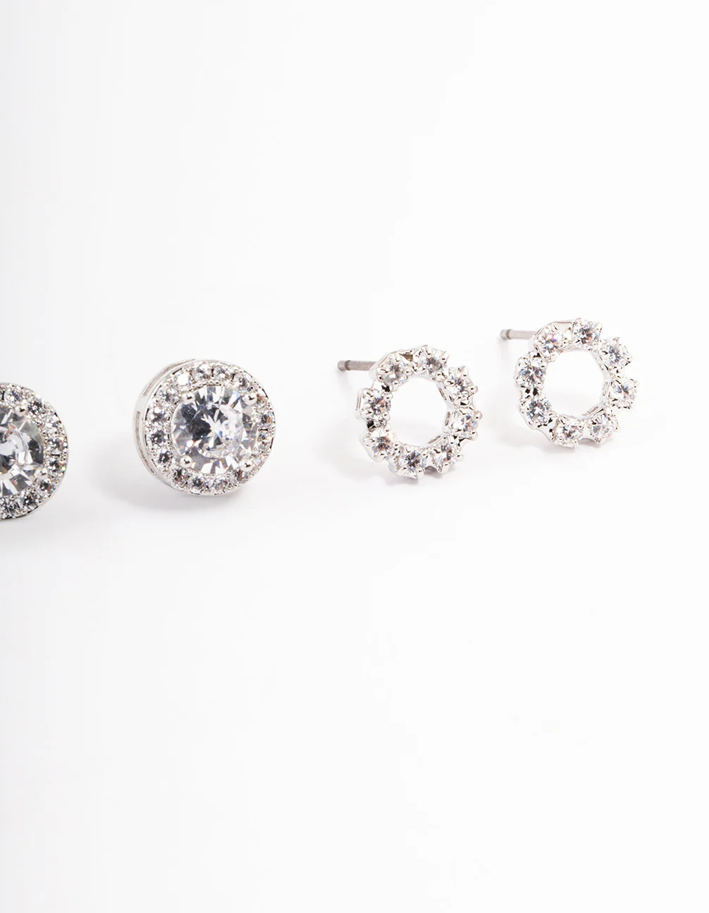 Silver Circle Cubic Zirconia Earrings Pack - Image 3