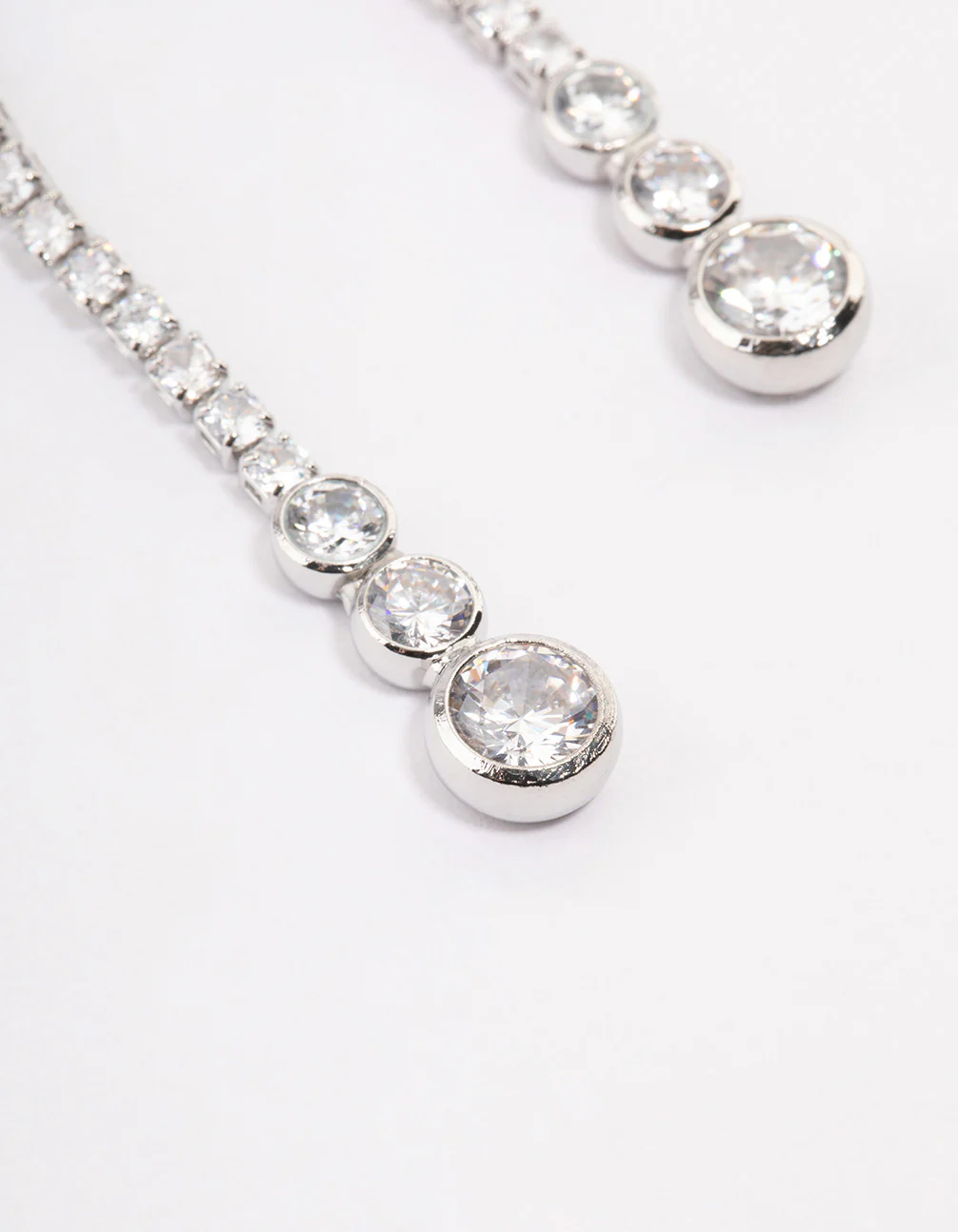 Silver Cupchain Cubic Zirconia Drop Earrings - Image 2